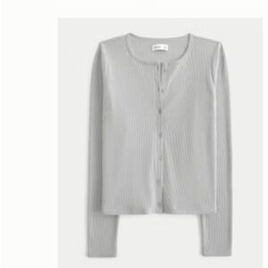Hollister Gray Button-Up Cardigan Shirt